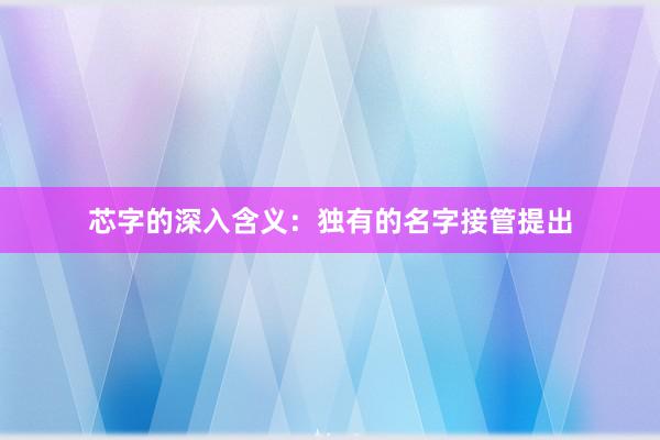 芯字的深入含义：独有的名字接管提出